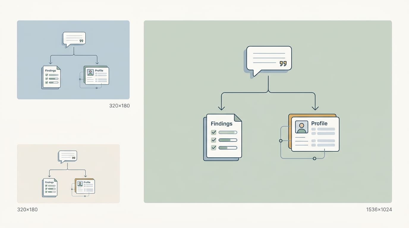 Architecture diagram showing the chat tool retrieving from structured findings and profile snapshot before generating a cited answer